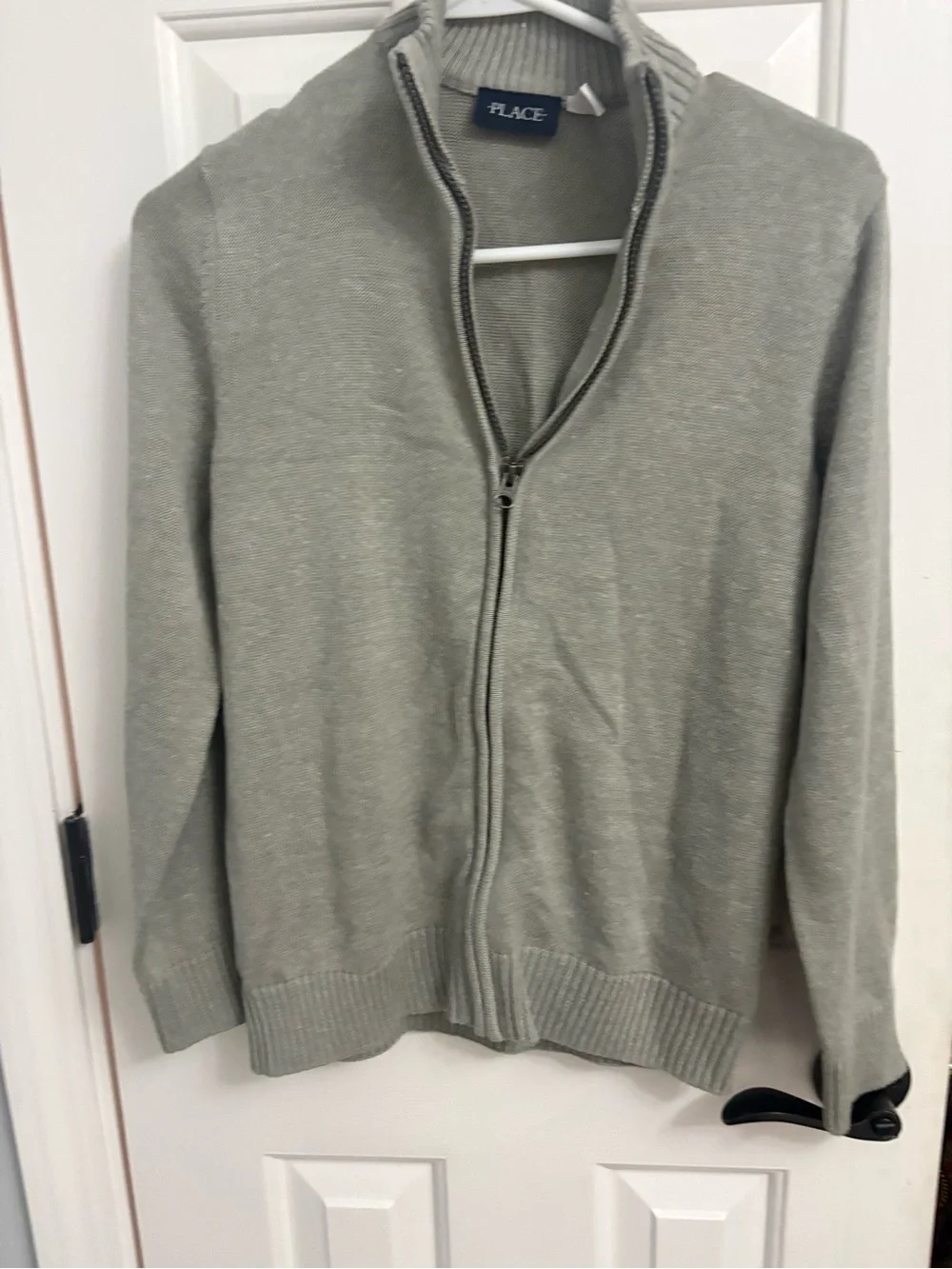 The Children's Place Men's Light Gray Zip-Up Sweater